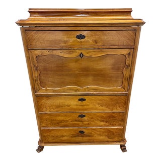 Biedermeier Antique Secretary Desk Chest of Drawers C1860-80 Elm/Walnut Swedish For Sale