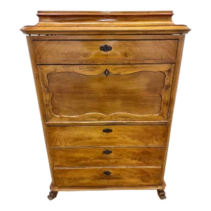 Biedermeier Antique Secretary Desk Chest of Drawers C1860-80 Elm/Walnut Swedish