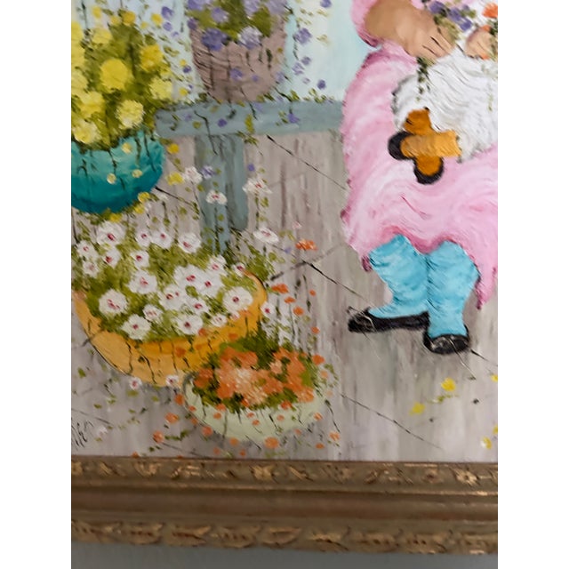 Pink 1970s Mildred Barrett Original Signed Oil Paintings, a Pair For Sale - Image 8 of 12