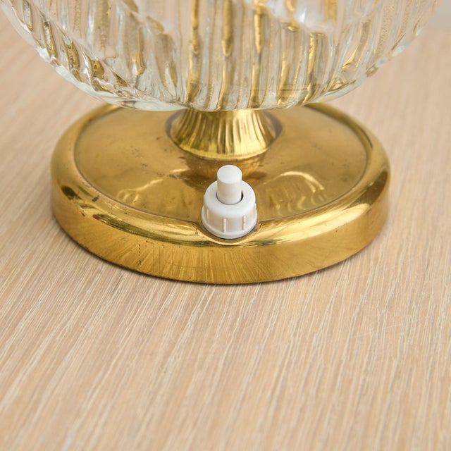 Metal 1930s Italian Murano Glass Leaf Table Lamp in the Manner of Barovier & Toso For Sale - Image 7 of 12