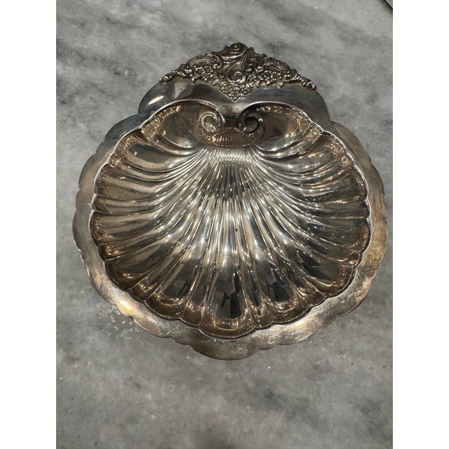 Baroque Mid 20th Century Silver Plated Baroque Style Shell Dish For Sale - Image 3 of 8