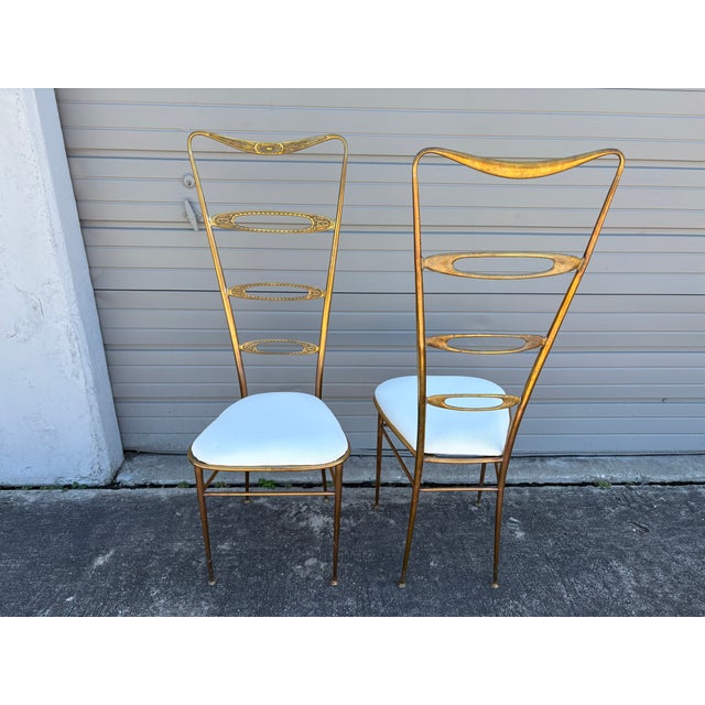 Chiavari 1960s Pair of Italian Modern Brass Chiavari Chairs For Sale - Image 4 of 13