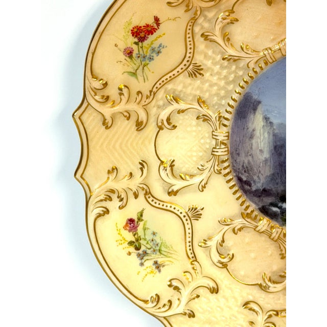 Victorian Royal Worcester “Empress” Shell-Form Porcelain Dish with Moonlit River Gorge, 1897, Unsigned For Sale - Image 3 of 18