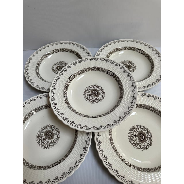 Antique 19th Century Minton England 9.5" Diameter Soup Bowls Ribbed "Ganges" Pattern - Set of Five(5) For Sale - Image 9 of 18