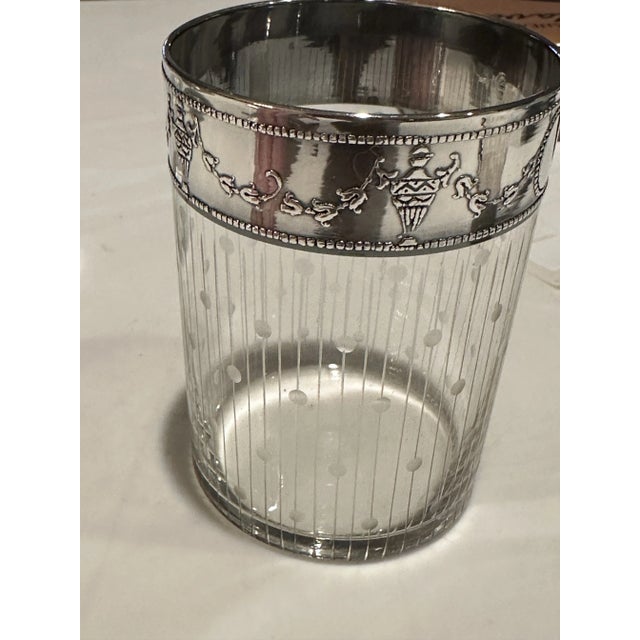 1930s Antique Sterling Silver Plates & Glasses Set for 6- 12 Pieces For Sale - Image 5 of 8