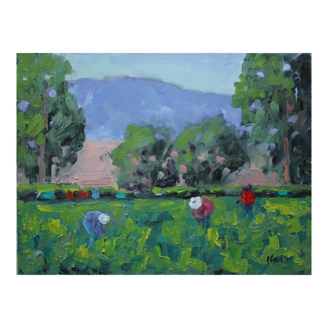 Farm Migrant Workers, Impressionist Landscape Painting For Sale