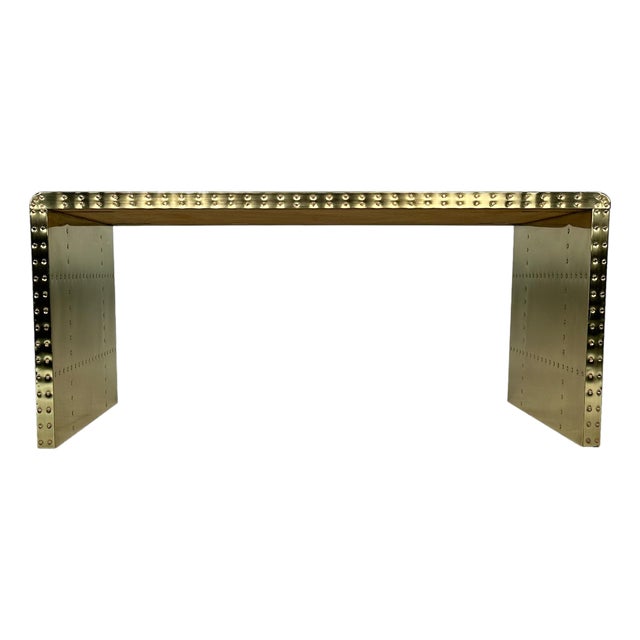 Vintage Sarreid Brass Clad Waterfall Coffee Table or Bench For Sale