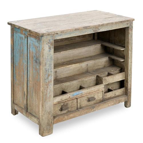 Charming piece of furniture in old teak, enhanced with an elegant blue patina, ideal for bringing a touch of character and...