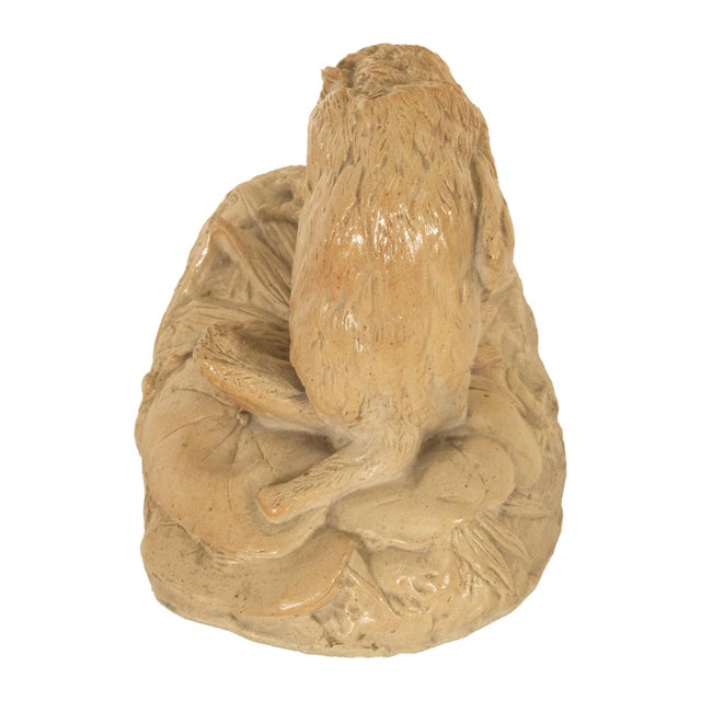 Tan Antique French Sevres Terracotta Ceramic Monkey Snail Animalier Statue Sculpture by Emmanuel Fremiet, 1905 For Sale - Image 8 of 14