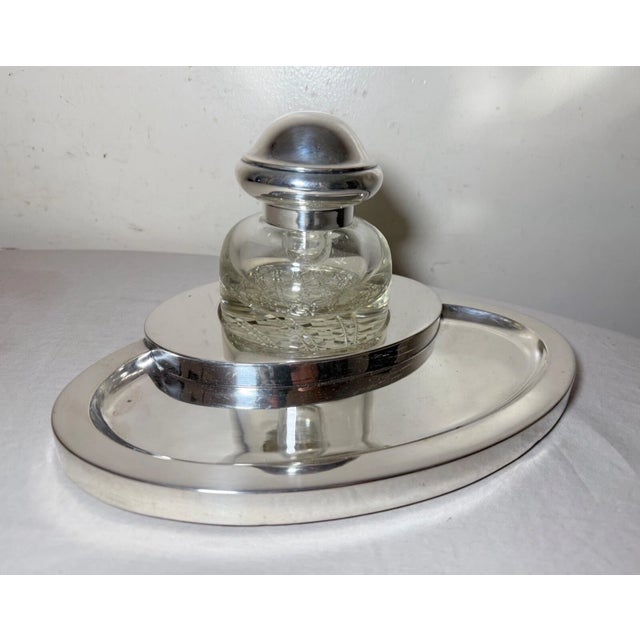 Modern Huge Antique Wilkens & Sohne 800 Sterling Silver Writing Inkwell Desk Stand For Sale - Image 3 of 16