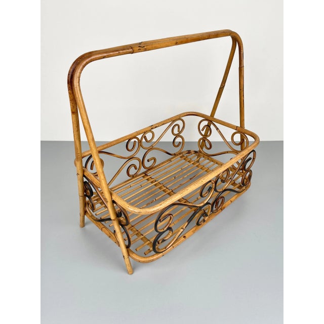 Bamboo & Rattan Magazine Rack Holder, Italy, 1960s For Sale - Image 15 of 16