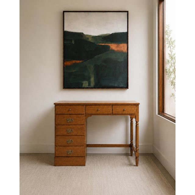 Wood Late 20th Century Ethan Allen Heirloom Nutmeg Maple CRP Custom Room Plan 40" Student Desk For Sale - Image 7 of 7