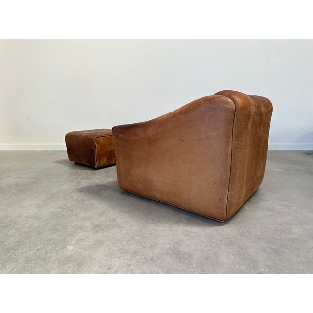 DS47 Sofa with Armchair and Stool in Leather from De Sede, 1970s, Set of 3 For Sale - Image 6 of 18