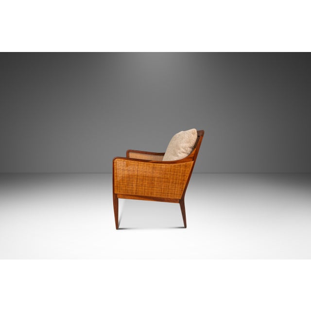 Wood Set of Two (2) Rare Mid-Century Modern Caned Lounge Chairs in Walnut Attributed to Kipp Stewart for Directional, Usa, C. 1950s For Sale - Image 7 of 16