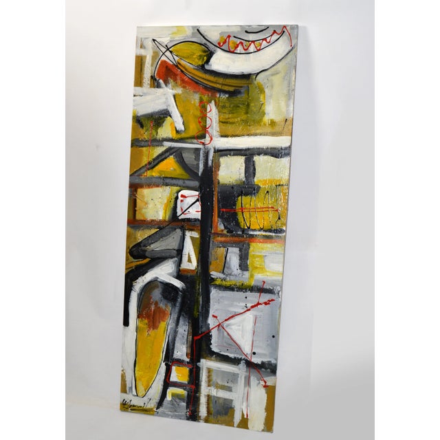 Multi-color Yamil O. Cardenas abstract painting in acrylic on canvas, Titel is Carol, painted in the Year 2011. Signed at...