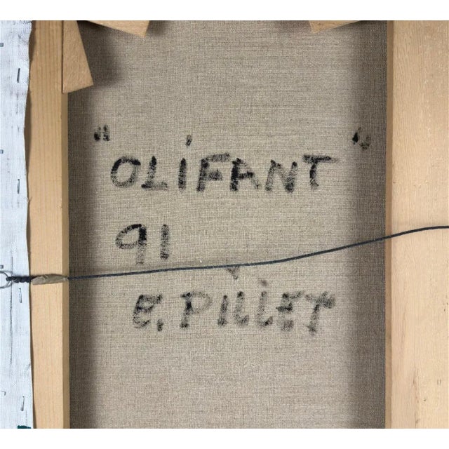 Postmodern Edgard Pillet, French Post War Geometric Abstract Oil Painting Kinetic Op Art Edgard Pillet, 1991 For Sale - Image 3 of 12