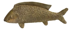 Large Bass Fish Standing Vintage African Bronze Sculpture