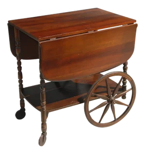 Vintage Drop Leaf Wood Bar Cart/Serving Table