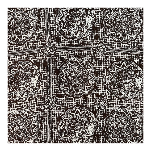 Raoul Textiles Hand Printed Bhandana in Cardamom Brown Linen Fabric- 1 1/2 Yards For Sale