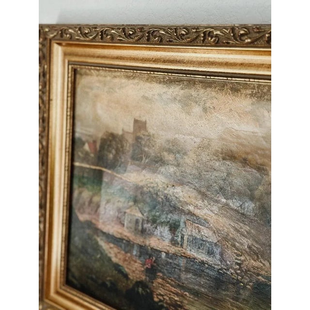 Brown Original Antique Oil Painting, Moody River Landscape by Grant C.1891 For Sale - Image 8 of 9