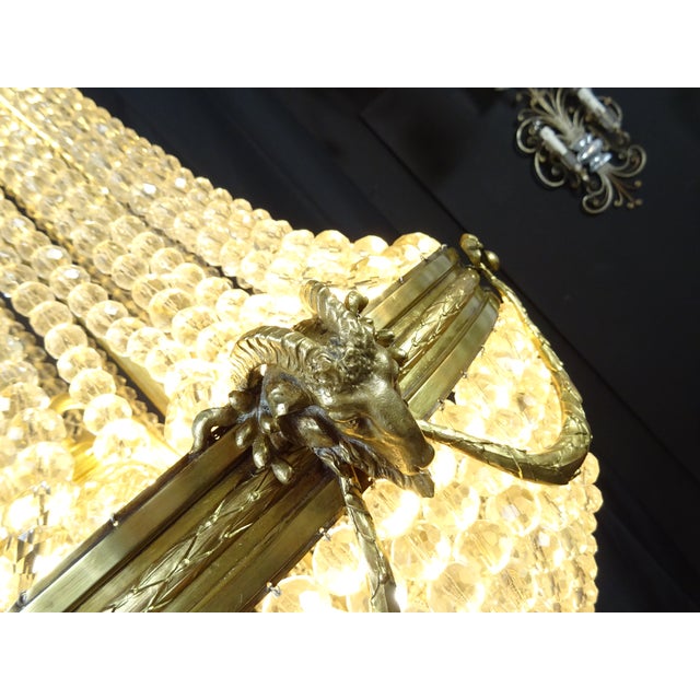 Antique French Chandelier in Bronze and Brass with Ram Heads, 1890s For Sale - Image 14 of 16
