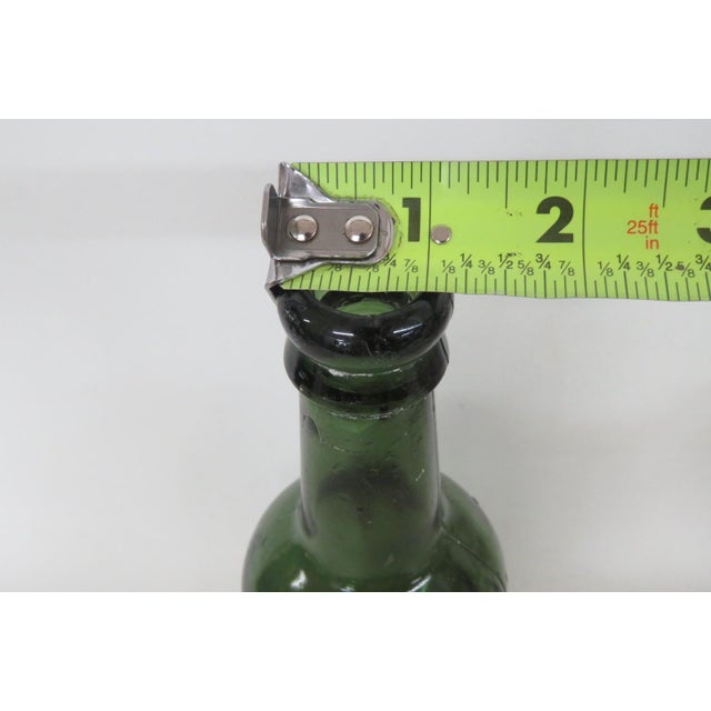 Pickmere and Co Nantwich Blown Glass Bottle Empty Green Embossed Vessel 5122b For Sale - Image 10 of 12