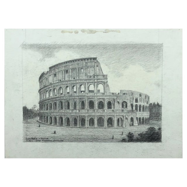 Frédéric Schmied, Colisée, Rome, 1959, Charcoal on Paper For Sale