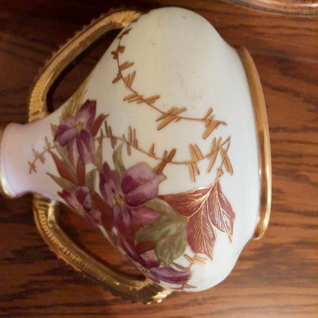 Cream Antique Rudolstadt Germany Hand Painted Porcelain Vase For Sale - Image 8 of 8