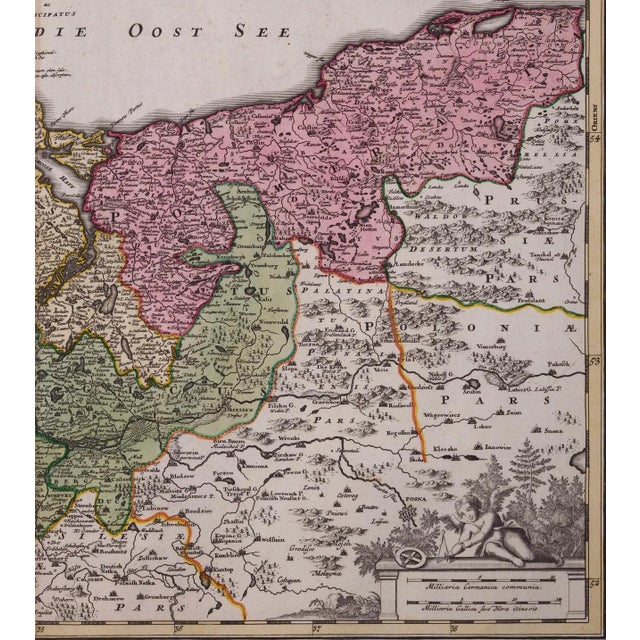 Early 18th Century Germany, Including Frankfurt and Berlin: 18th Century Hand-Colored Homann Map For Sale - Image 5 of 5