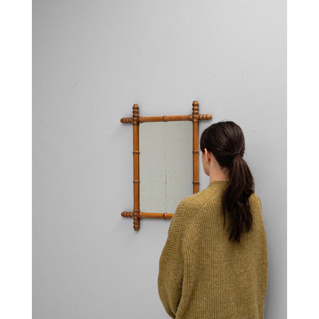 19th Century 19th Century France Tan Wood Mirror For Sale - Image 5 of 8