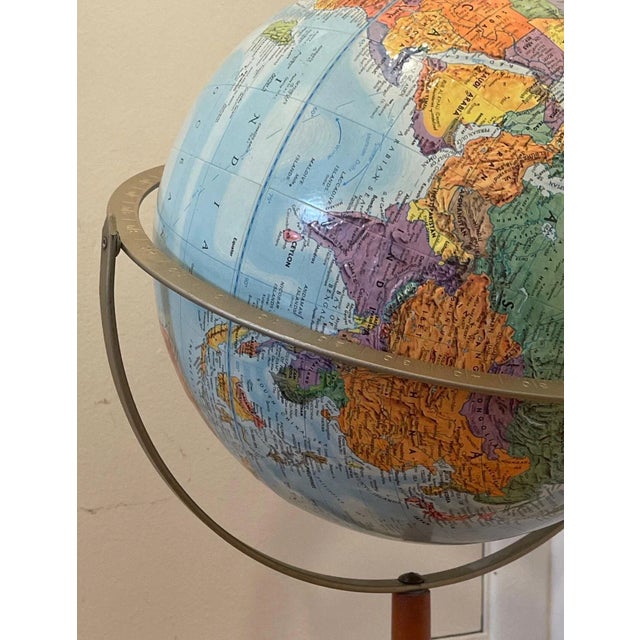 Vintage Mid Century Modern Globe With Wooden Stand For Sale In Seattle - Image 6 of 6