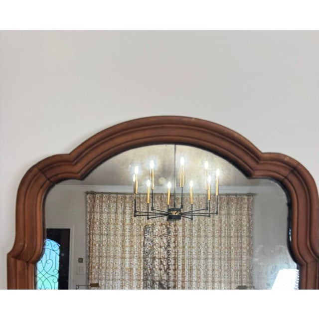 Antique French Country Scalloped Wood Small Wall Mirror For Sale In Houston - Image 6 of 13