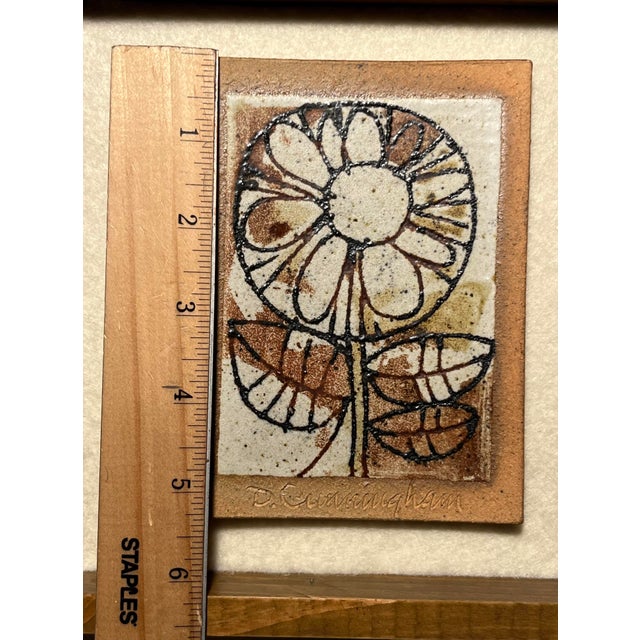 Rare! Mid Century Modern 1970s David D. Cunningham Ceramic Wall Tile Framed For Sale - Image 4 of 8