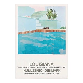 1987 Original David Hockney "Pool and Steps" Louisiana Museum Exhibition Lithograph Poster Central Avenue Modern For Sale