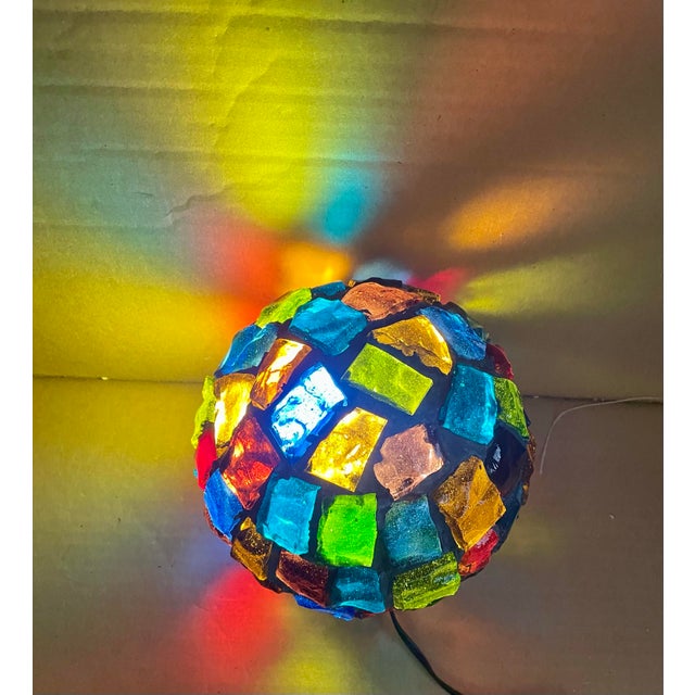 Peter Marsh Brutalist Hanging Colored Glass Chunk Fragment Globe Pendant Light For Sale - Image 6 of 11