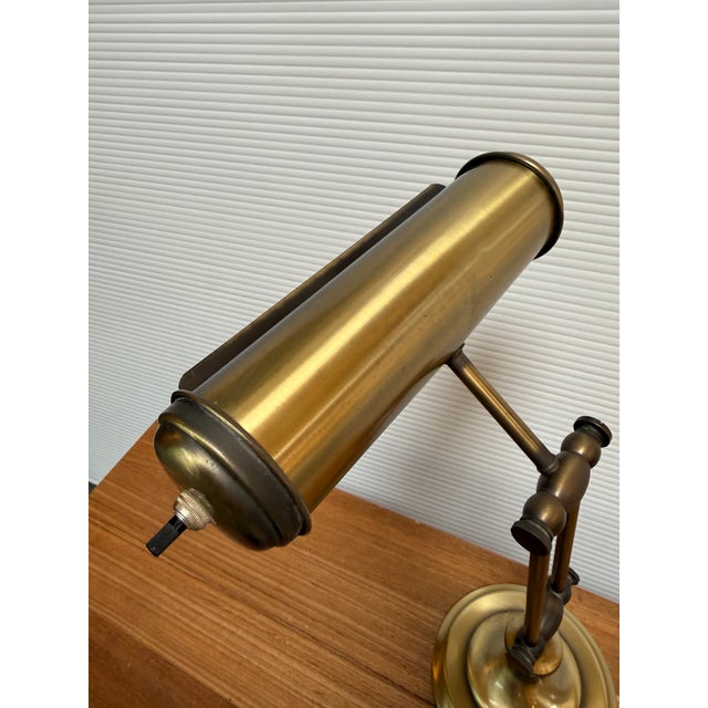 Metal Art Deco Brass Bankers Desk Lamp For Sale - Image 7 of 12