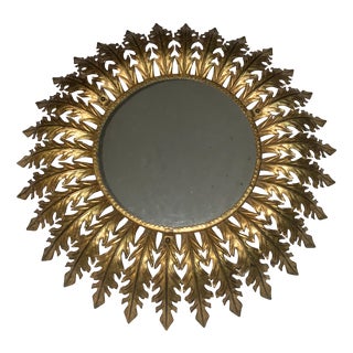 Vintage Italian Gilded Sunburst Mirror, 1960s For Sale