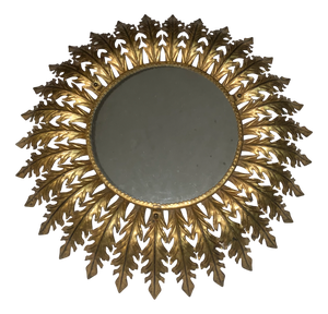 Vintage Italian Gilded Sunburst Mirror, 1960s