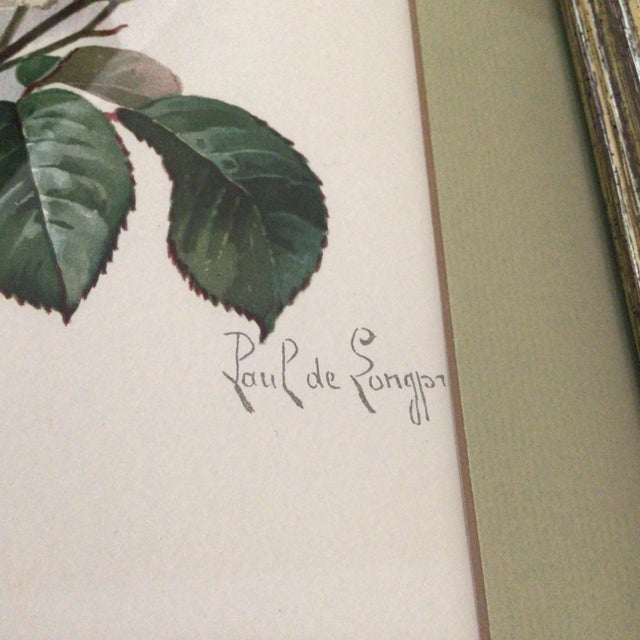 Wood Paul De Longpre 1905 Framed Yellow Roses Lithograph Printed by the Grey Litho. Company, New York For Sale - Image 7 of 13
