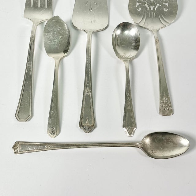 Silver Early 20th Century Art Deco Hollywood Regency Silverplate Serving Utensils - Set of 6. For Sale - Image 8 of 14