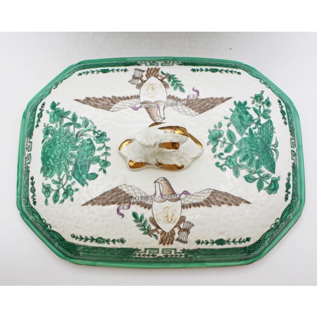 Circa 1912-49 Green Fitzhugh Chinese Export Porcelain Armorial Tureen, Cover, & Undertray For Sale - Image 10 of 14