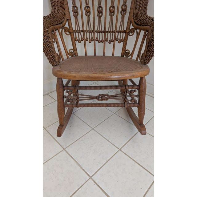 Antique Natural Wicker Rocker For Sale - Image 4 of 12