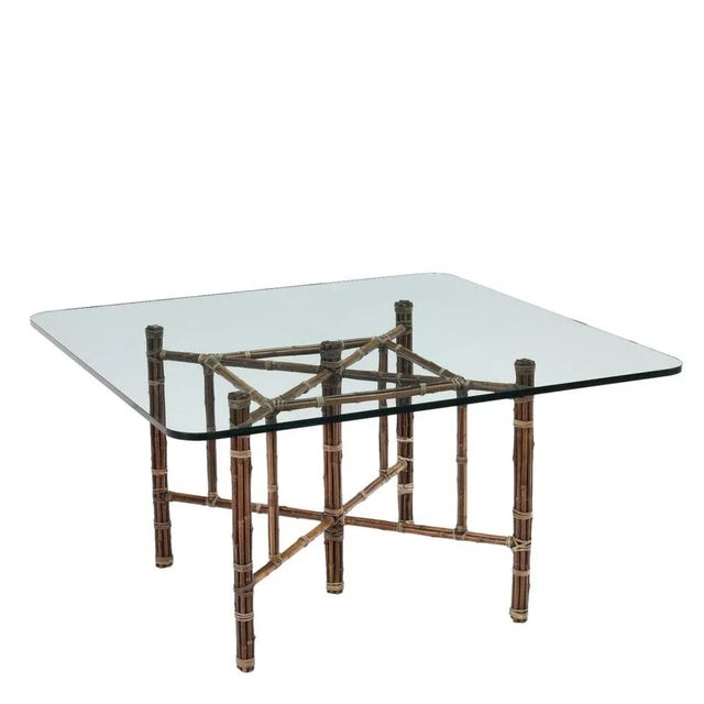 Vintage Bamboo & Glass Coffee Table by Lyda Levi for McGuire, 1980s For Sale - Image 9 of 9