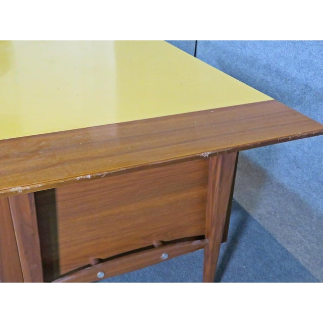 Wood Mid 20th Century Finished Back Executive Mid-Century Desk For Sale - Image 7 of 7