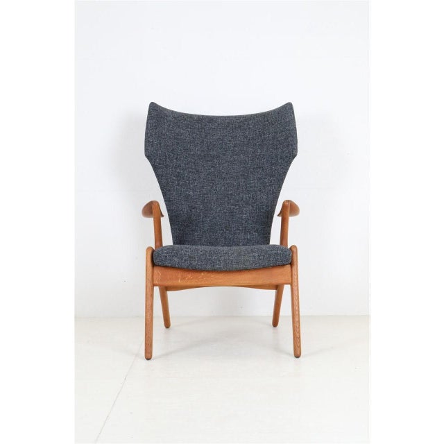 Mid-Century Modern Oak Wing Chair attributed to Kurt Østervig for Rolschau Møbler, 1950s For Sale - Image 3 of 18