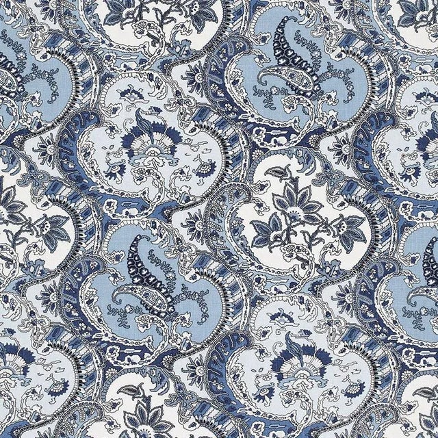 Sample - Schumacher X Timothy Corrigan Pickfair Paisley Fabric in Pacific For Sale