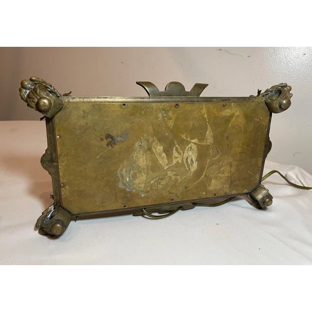 Antique Ornate 1800's Victorian Gilt Bronze Dual Inkwell Desk Lamp Stand Brass For Sale - Image 11 of 12