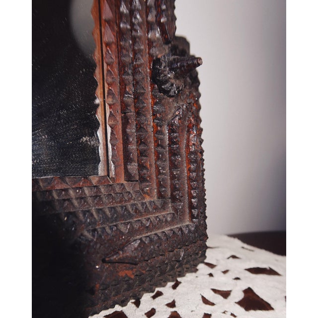 Antique Hand Carved Tramp Art Mirror, Late 19th Century For Sale - Image 15 of 18