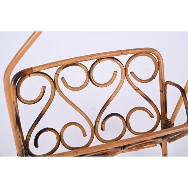 1960s Mid-Century French Riviera Bamboo and Rattan Magazine Rack, 1960s For Sale - Image 5 of 15