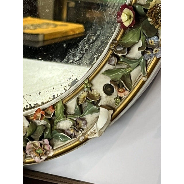 Antique Porcelain Wall or Mantel Mirrors with Cherubs and Birds from Meissen, Germany, Set of 3 For Sale - Image 5 of 18